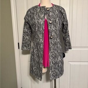 Cabi charcoal gray and white zig zag chevron jacket size Small #3034